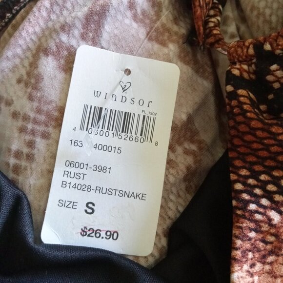 WINDSOR Disco Style One Shoulder Bodysuit Cutout Side in Rust Snake Color Size S - Picture 15 of 16